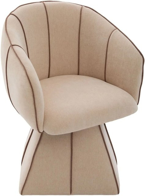 PXloue Drehstuhl Beige mit hoher Rückenlehne und Armlehnen aus Chenille - Bild 1
