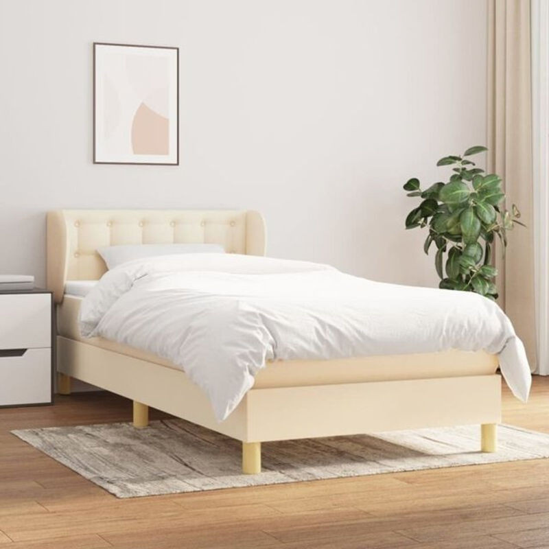 vidaxl Boxspringbett mit Matratze in Beige aus Stoff, B/T/H: 90 x 190 cm - Bild 1