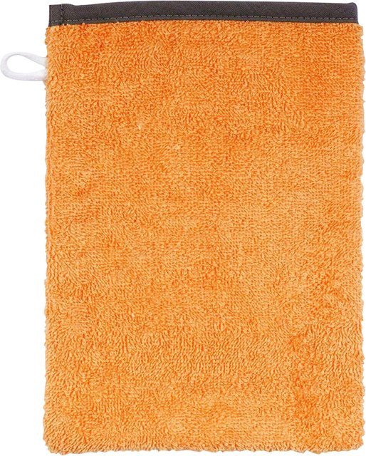 Wörner Waschlappen für Kinder aus flauschigem Baumwoll-Terry in Orange mit Aufhängeschlaufe - Bild 1