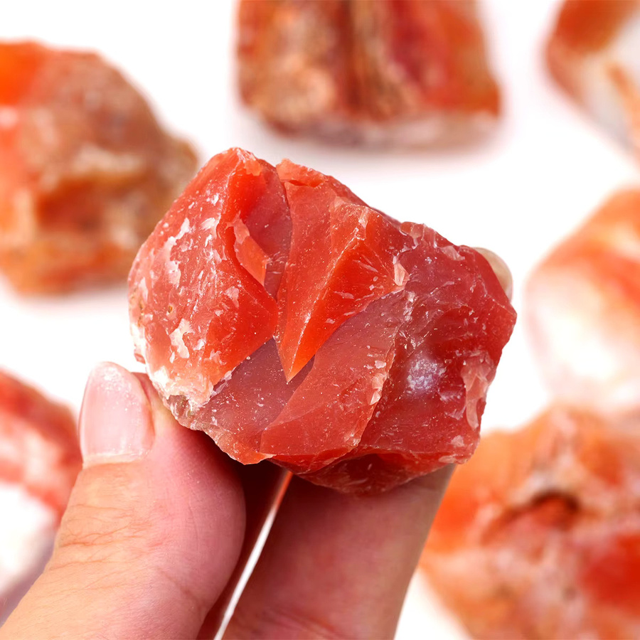Runyangshi Karneol Rohstein als natürlicher Kristall und Mineralien-Diffusor in Orange - Bild 3