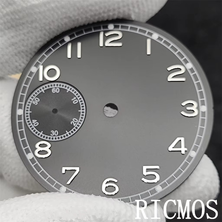 RICMOS Zifferblatt schwarz, grün leuchtend, 37 mm, für ETA6497 ST3600 - Bild 2