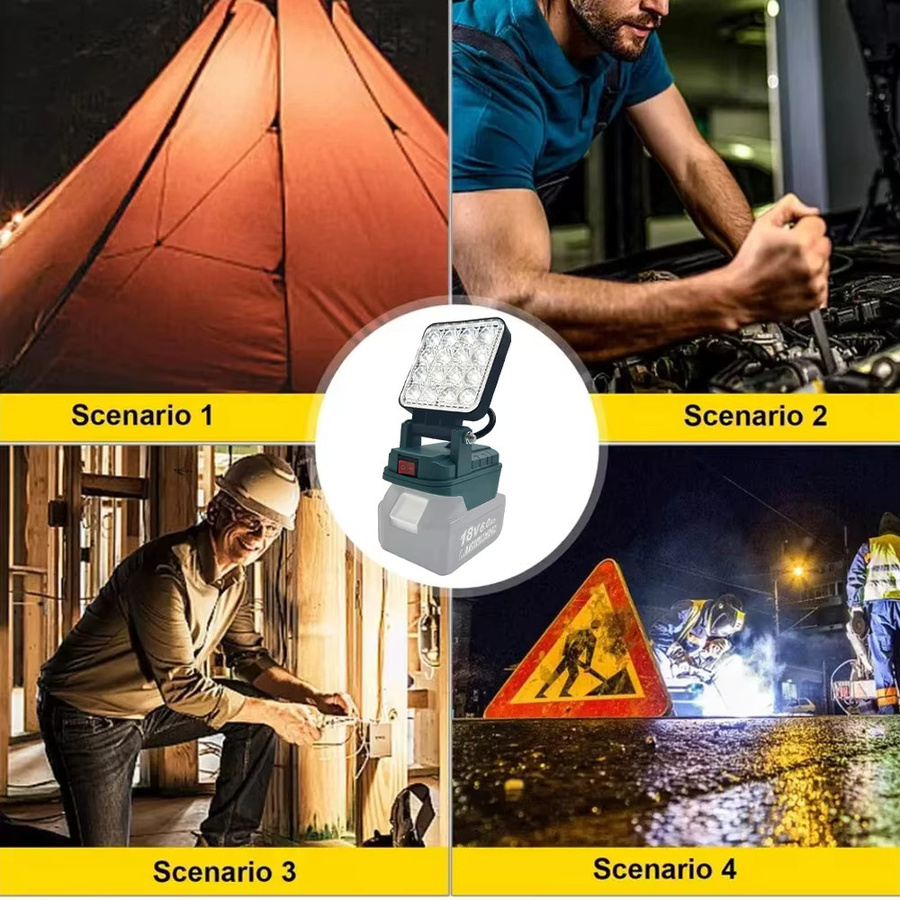Makita Kabellose LED-Arbeitsleuchte in Schwarz für 14,4-18V Li-Ionen-Akkus mit Dual USB und verstellbarer Notlampe-Funktion - Bild 4