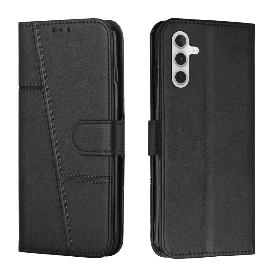 HKNR Leder Telefon Brieftasche Case für Samsung Galaxy S25 S24 S23 S22 S21 A14 A34 A54 A15 A35 A55 A06 A16 A26 A36 A56 Schutzhülle in Schwarz - Bild 2