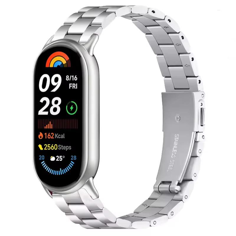 Uhrenarmband Edelstahl, Silber, Unisex, für Xiaomi Mi Band 10/9/8 - Bild 2