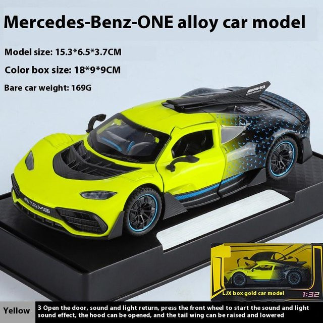 Linyi toy car Mercedes-Benz Amg One Supercar Modellauto, 1:32, Metall, mit Licht und Sound, ab 18 Jahre - Bild 1