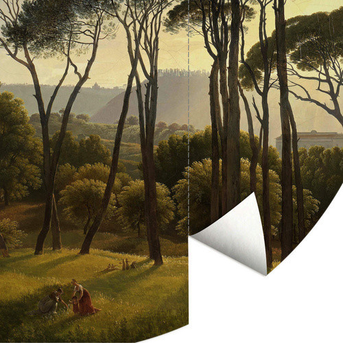 K&L Wall Art Runde Vliestapete Voogd Vintage Landschaft Wald, mehrfarbig, matt - Bild 3