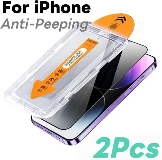 2 Stück Sichtschutz Displayschutzfolie aus gehärtetem Glas für die iPhone-Serie in Transparent - Bild 1
