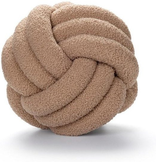Handgefertigtes Kugel-Kissen von Your Warm Home in Beige, runder Plüsch-Überwurf aus Baumwolle und Samt, Durchmesser: 22 cm - Bild 1