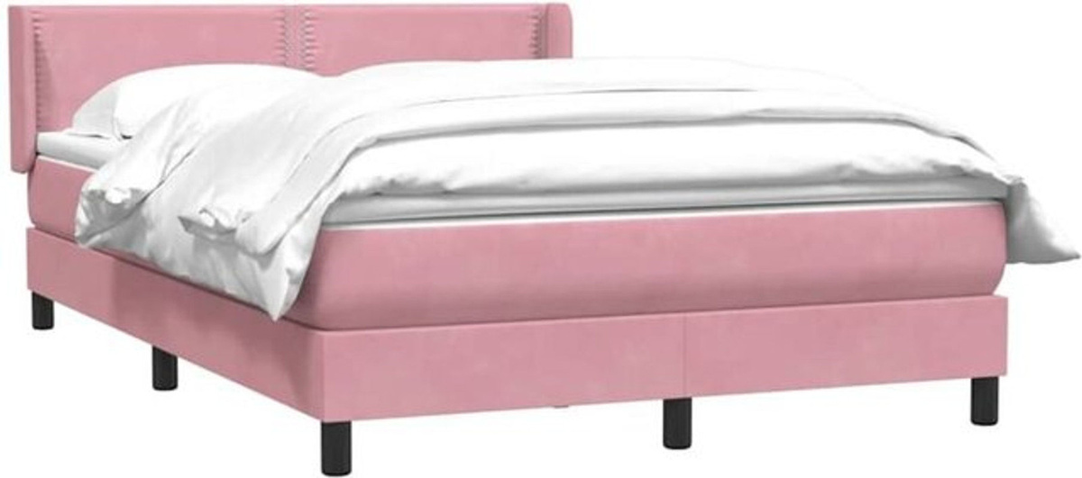 vidaxl Boxspringbett mit Matratze in Rosa und Weiß aus Samt, B/T/H: 160 x 210 cm - Bild 1