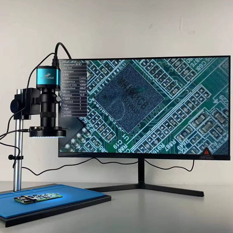 HIGH CLOUD Digital-Videomikroskop mit 4K Ultra HD und 1080P, HDMI und USB, 100X bis 300X Vergrößerung mit C-Mount Objektiv für professionelle PCB-Lötarbeiten und Handy-Reparaturen - Bild 5