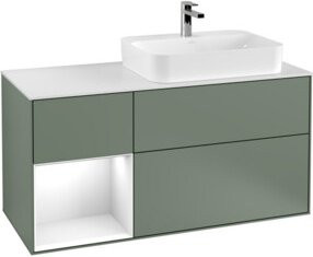 V&B Finion Waschtischunterschrank mit Wandbeleuchtung, Breite: 120 cm, Tiefe: 50,1 cm, Höhe: 50,1 cm, lackiert in Olivenmatt - Bild 1