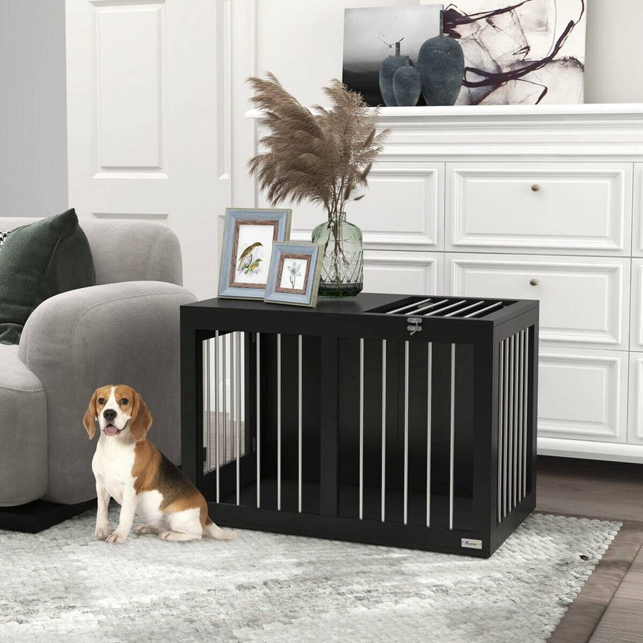 PawHut Hunde-Zubehör in Schwarz mit erhöhtem Boden aus Polypropylen, B/H/L: 50 x 80 x 56,5 cm - Bild 4
