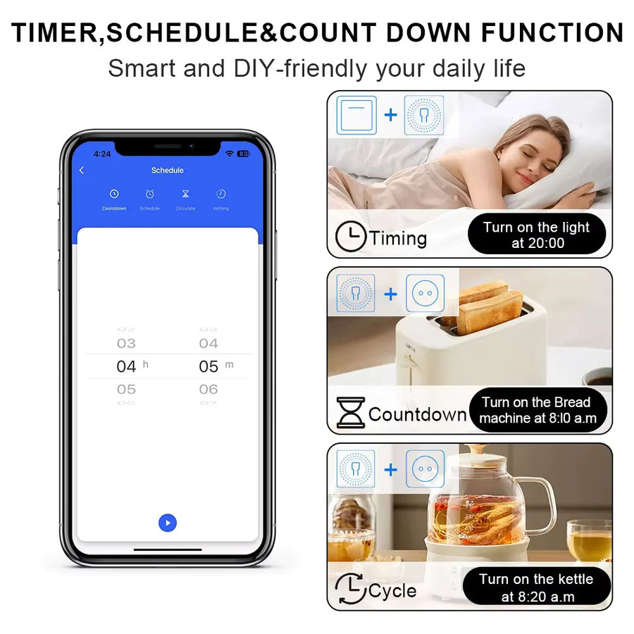 Tuya 16A WLAN Smart Switch Modul in Weiß für 2-Wege-Steuerung, kompatibel mit Smart Life, Amazon Alexa und Google Assistant - Bild 2
