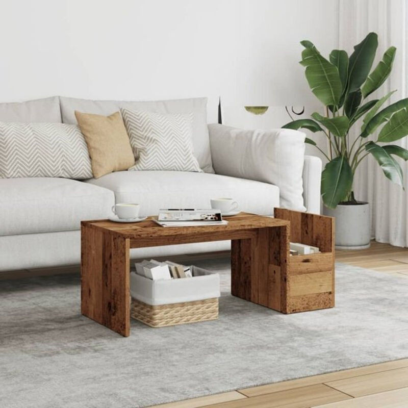 Vidaxl Couchtisch in Landhaus-Optik aus Holzwerkstoff, Braun, Rechteckig, B/T/H: 90 x 45 x 35 cm - Bild 1