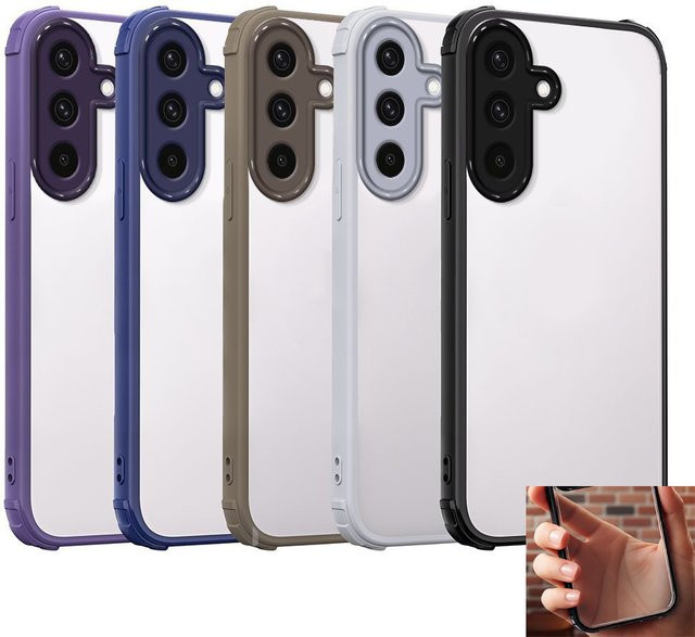 Stoßfeste Handyhülle für Samsung Galaxy A17, A16 und A15 (4G/5G) mit harter Acryl-Rückseite in Schwarz - Bild 1