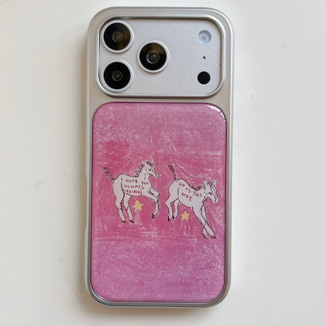TROPLET Handyhülle mit handgezeichnetem rosa Pony Design für iPhone 11 bis iPhone 17 Pro Max Plus - Bild 1