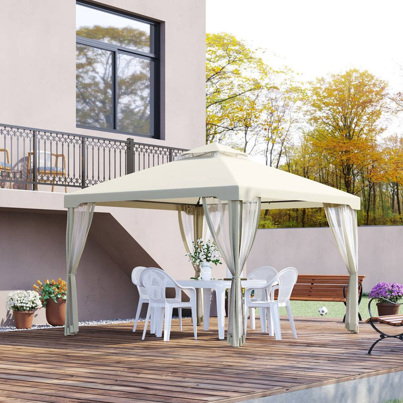 Outsunny Pavillon Classic in Creme mit Polyester-Dach, B/H/L: 294 x 265 x 294 cm - Bild 2