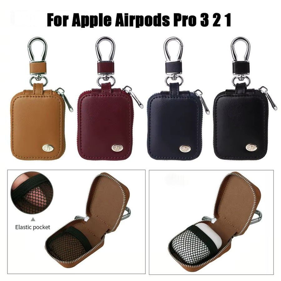 Langlebige Lederhülle für Apple AirPods Pro 1 2 3 in Rot oder Braun mit Anti-Verlust-Funktion und stoßfestem Schutz - Bild 2