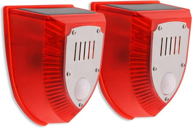 Toys Arts Solar-Blitzlicht Set mit PIR-Bewegungssensor und Infrarot-Alarm, Rot, 2 Stück - Bild 1