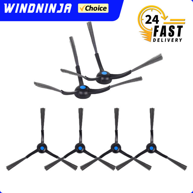 WINDNINJA Seitenbürste in Schwarz für Ecovacs T50 Pro, T50 Omni, T50 Max Pro Omni, X8 Pro Omni, X8 PRO und X8 PLUS Roboter-Staubsauger mit Anti-Verwicklungs-Funktion - Bild 1