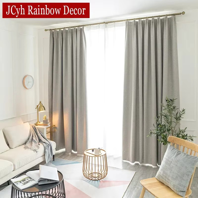 Verdunkelungsvorhänge von JCyh Rainbow Decor in Grün mit Leinenstruktur und Ösen, thermoisolierend - Bild 2