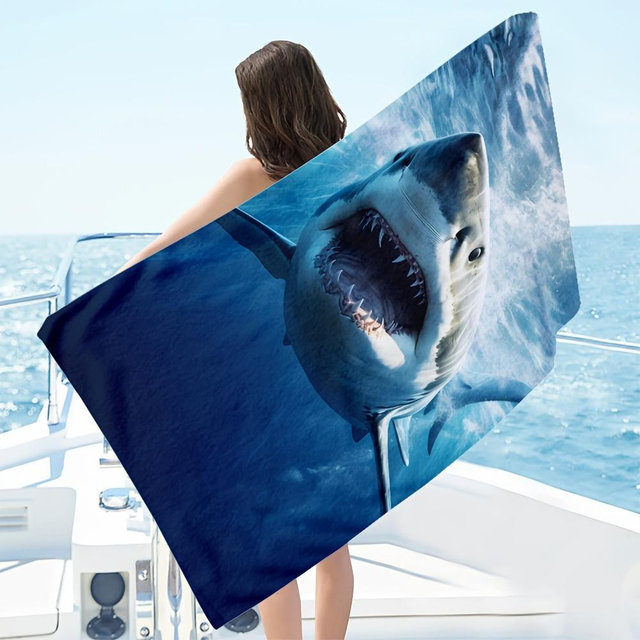 Strandtuch Ka Chen Muda im Haifisch-Design, Farbe: Weiß, B: 40 cm, H: 60 cm - Bild 2