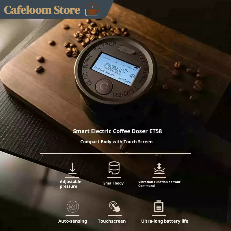 CERA ET58 Elektrischer Kaffeetamper mit Touchscreen, kabelloser automatischer Kaffee-Verteiler, 58mm, Schwarz - Bild 2