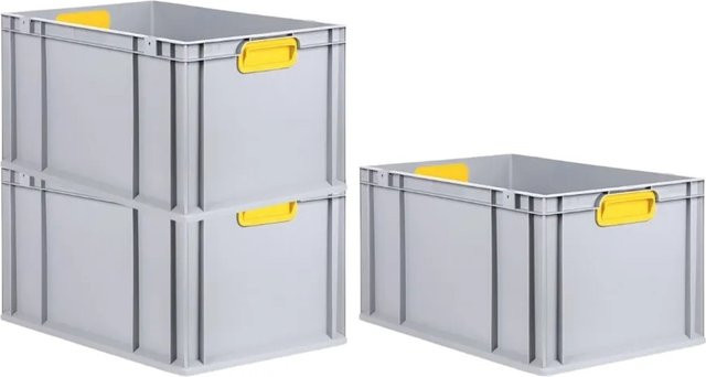 PROREGAL Spar Set 3x Eurobox Nextgen Color Eurobehälter mit verstärktem Boden und Griffen, Gelb, H x B x T: 32 x 40 x 60 cm, 65 Liter - Bild 1