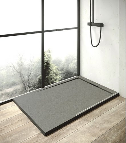 Ottofond Duschwanne Zona Rechteck aus Mineralguss in Zementgrau B/T: 100 x 80 cm - Bild 3