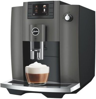 Jura E6 Dark Inox Kaffeevollautomat in Grau mit Touchdisplay und integriertem Mahlwerk - Bild 1