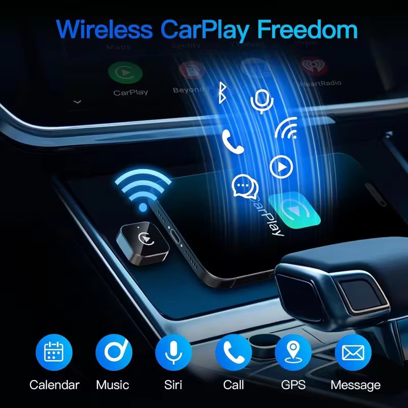 Vyvylabs 2-in-1 Kabelloser CarPlay-Adapter und USB-C Konverter in Schwarz für iOS 10+ und Android 11+ mit USB-A und USB-C Unterstützung - Bild 6