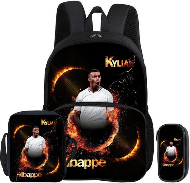 Fancy Style Studio M-Mbappe 3-teiliges Schulset mit Rucksack und Federmäppchen in Schwarz - Bild 1