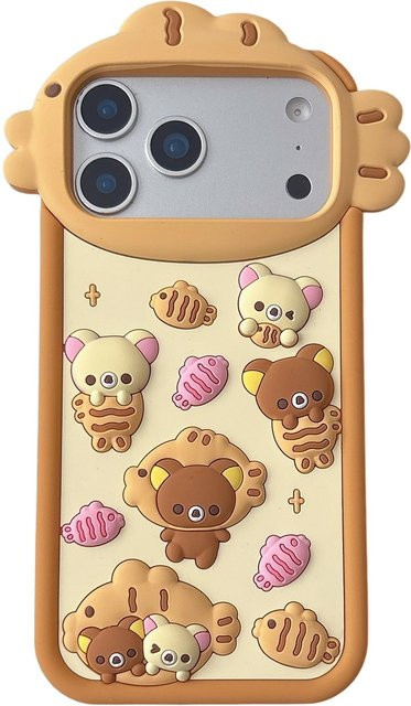 YULIN Silikon Handyhülle mit Kawaii Cartoon Taiyaki Bär Rilakkuma Design für iPhone 17 16 15 14 13 12 Pro Max in Multicolour - Bild 1