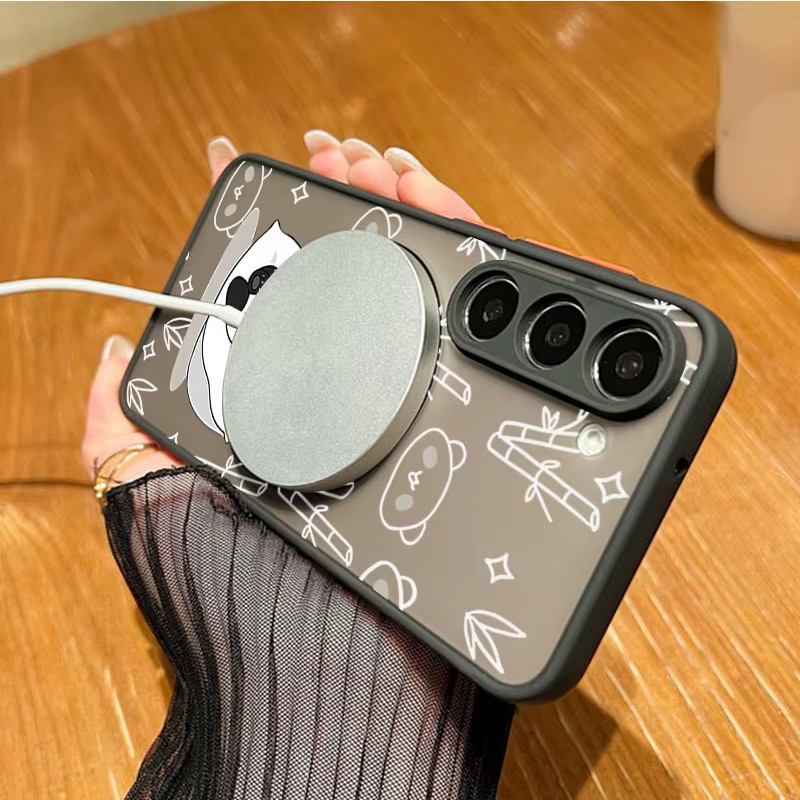 Magnetische Handyhülle mit Panda-Muster für Samsung Galaxy S26 S25 S24 S23 Ultra S25 FE A17 A37 A56 A55 A36 A16 in Schwarz - Bild 2