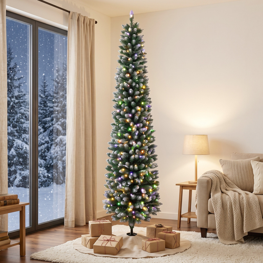 HOMCOM Weihnachtsbaum mit 170 bicolor-LEDs und Fernbedienung, schneebedeckter Tannenbaum in Grün und Weiß, Höhe: 180 cm - Bild 2