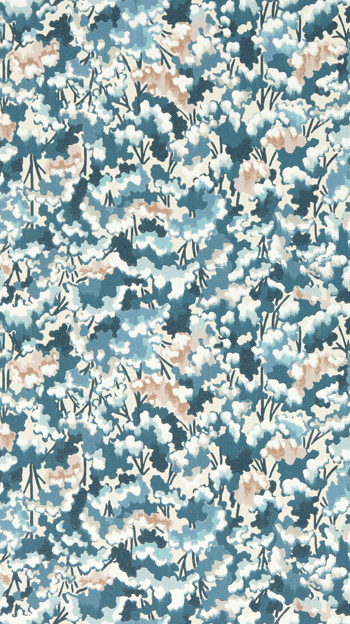 Harlequin Tapete Tree Tops in Midnight, Positano und Cornflower Blue mit botanischem Abstract-Design aus Vlies - Bild 1