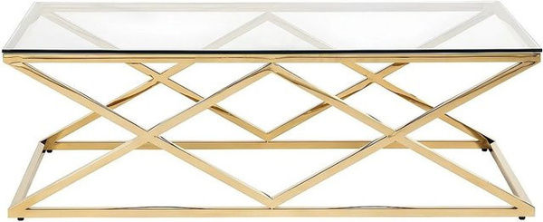 Couchtisch Charlotte von Vente-unique in Transparent und Gold mit gehärteter Glasplatte, B/T/H: 120 x 60 x 40 cm