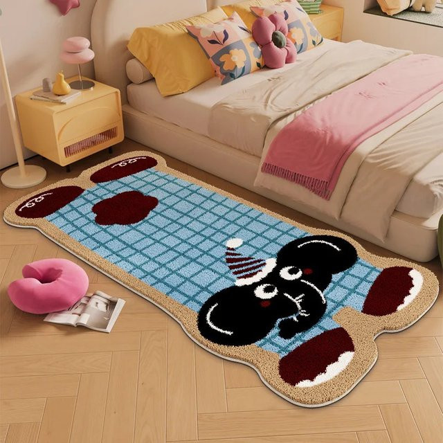 VIKAMA Cartoon-Tier-Läufer-Teppich, waschbar, Blau, für Flur und Schlafzimmer - Bild 1