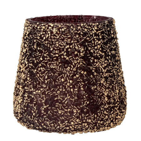 Bloomingville Teelichthalter Filiz aus recyceltem Glas in Gold mit Mosaikmuster