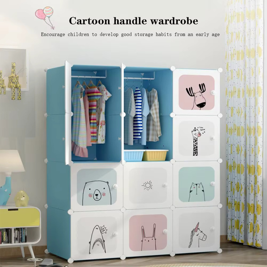Garvee modularer Kinder-Kleiderschrank in Rosa, frei zusammenbaubarer Schrank mit Scharniertüren für Schlafzimmer und Flur, B/T/H: 75 x 47 x 147 cm - Bild 3