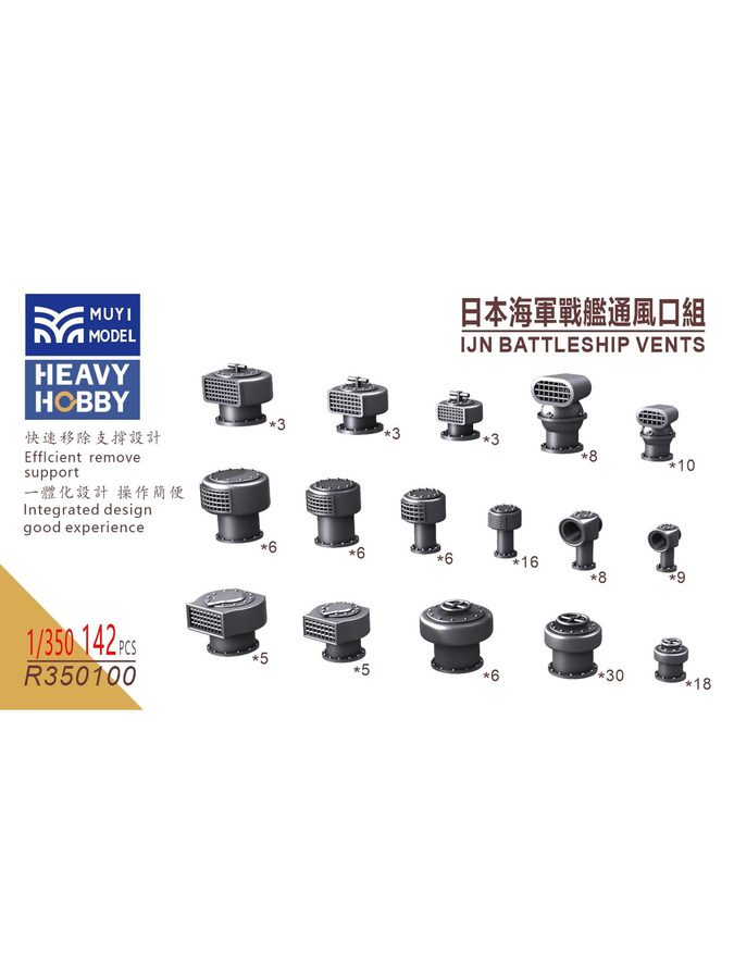 MUYI MODEL R350100 1/350 IJN Battleship Vents, 3D-Druckteil - Bild 2