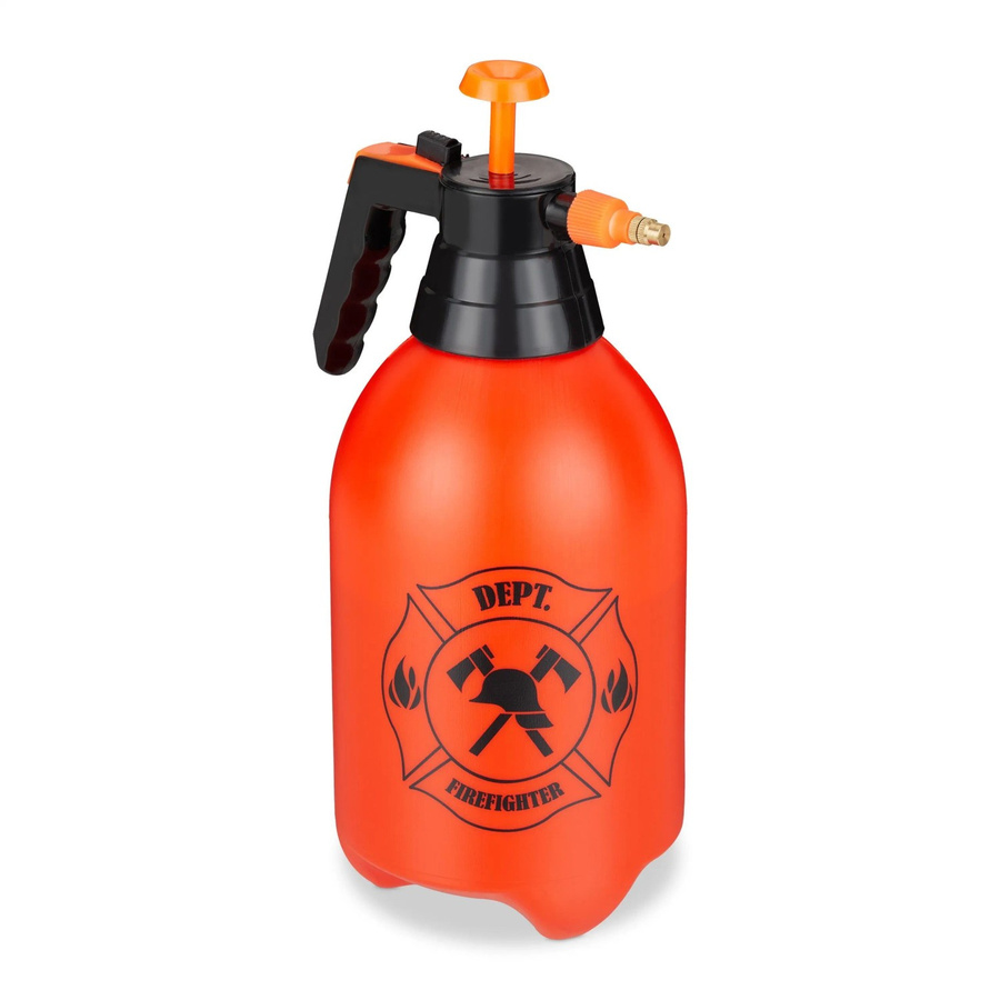 Relaxdays Feuerwehr Wasserspritze Feuerlöscher Kunststoff Messing Orange Schwarz - Bild 2