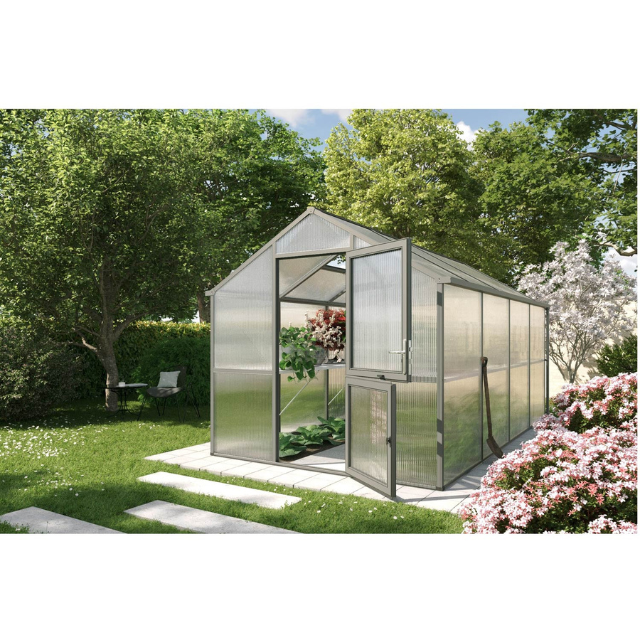 KGT Gewächshaus Iris IV in Anthrazit-Grau mit 10 m² Fläche und 16 mm HKP - Bild 2