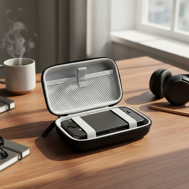 Ayaneo stoßfeste EVA Hartschalen-Aufbewahrungstasche für Ayaneo Pocket Air Mini Handheld-Konsole in Schwarz mit Netztaschen für Zubehör - Bild 1