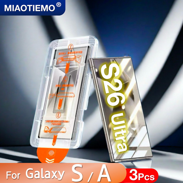 3er-Set Displayschutzfolie aus gehärtetem Glas für Samsung Galaxy S26 S25 S24 S23 S22 S21 sowie A55 A56 A25 A35 A36 A16 A26 5G in Transparent - Bild 1