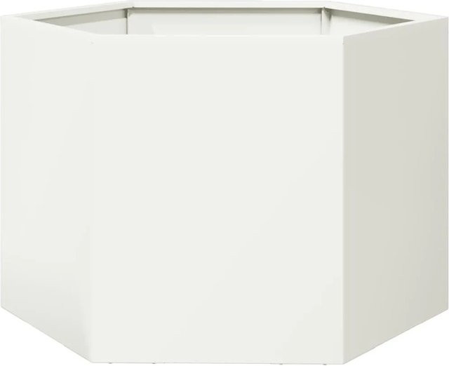 vidaXL Pflanzkübel Weiß Sechseckig aus Stahl B/T/H: 69 x 60 x 45 cm - Bild 1