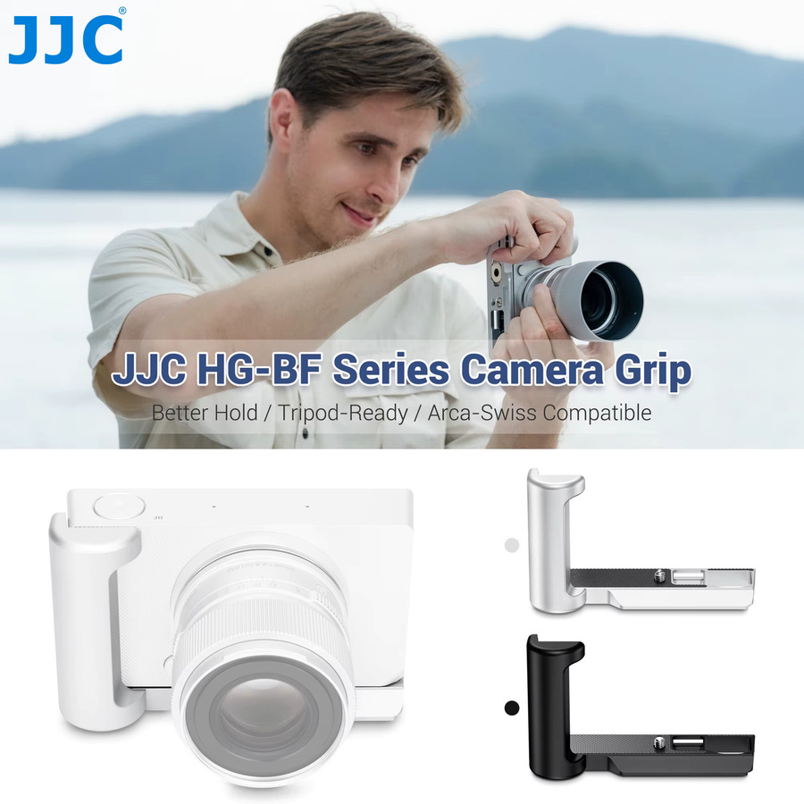 JJC Metall-Handgriff in Silber für Sigma BF mit L-Form und integriertem Arca-Design - Bild 5