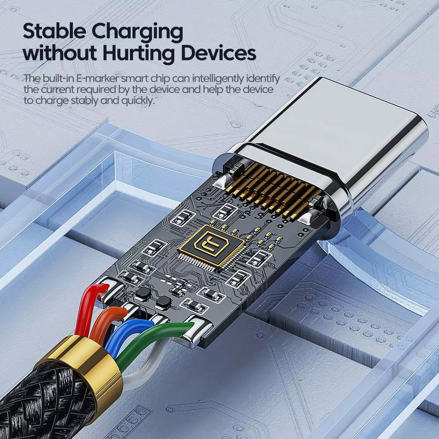 Toocki USB-C auf USB-C Kabel 100 W PD 3.0 Quick Charge 4.0 Schnellladekabel in Schwarz - Bild 4