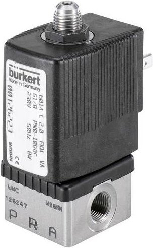 Bürkert Direktgesteuertes Ventil 126228 6014 in Edelstahl und Schwarz mit FKM-Dichtung, 24 V/DC - Bild 1
