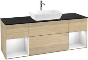 V&B Waschtischunterschrank Finion mit Wandbeleuchtung, Breite: 160 cm, Farbe: Lackiertes Eichenholz - Bild 1